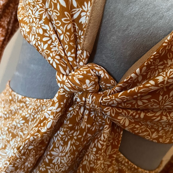 NWOT Lush Burnt Orange Floral Dress, Large - Picture 2 of 6